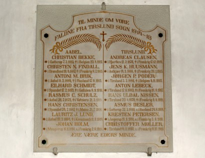 Mindetavle, Tirslund Kirke