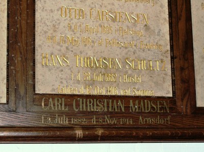 Detalje fra mindetavle, Fjelstrup Kirke