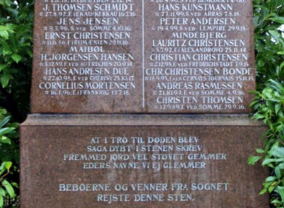 Detalje af mindesten, Hørup Kirkegård