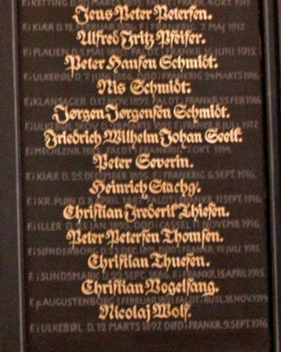Mindetavle, Ulkebøl Kirke