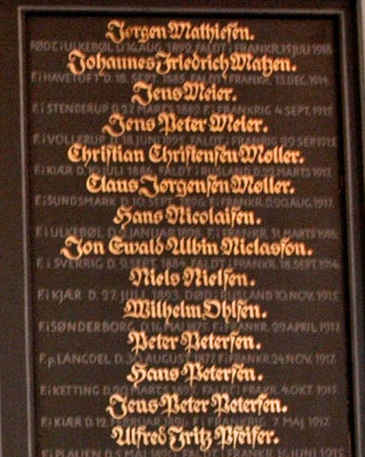 Mindetavle, Ulkebøl Kirke