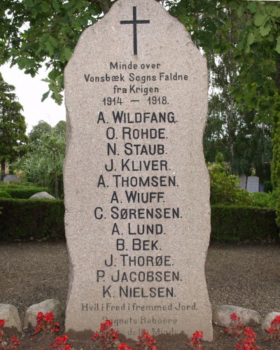 Mindesten, Vonsbæk Kirkegård