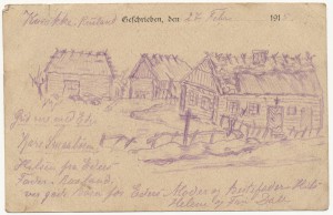 Tegningen af landsbyen Krytlakka af Iver Henningsen 1915.