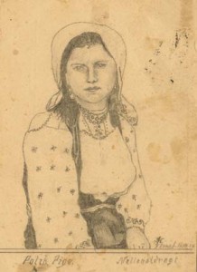 Polsk Pige tegnet af Iver Henningsen (Historisk Arkiv for Haderslev Kommune)