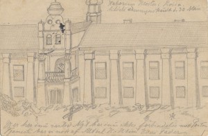 Kloster i Rossienie tegnet af Iver Henningsen 30. maj 1915 (Historisk Arkiv for Haderslev Kommune)