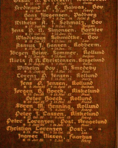 Mindetavle, Bov Kirke, med brødrene Post