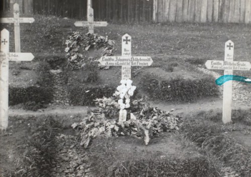 Johannes Hildebrandts grav i Galizien. Hildebrandt døde af kolera 31. juli 1915 (Historisk Arkiv for Haderslev Kommune)