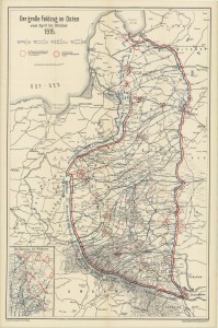 Østfrontens udstrækning fra april til oktober 1915.