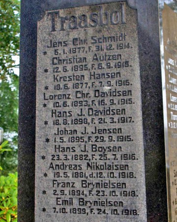 Mindesten. Felsted Kirkegård med Lorenz Christian Davidsens navn
