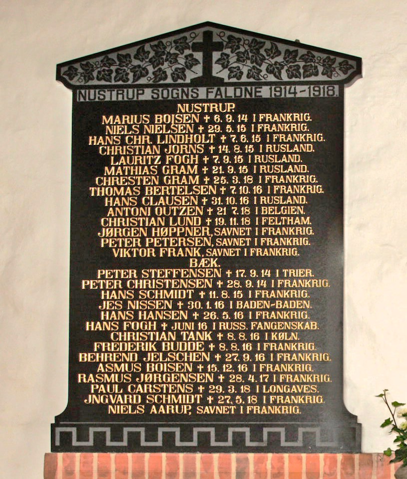 Mindetavle. Nustrup Kirke