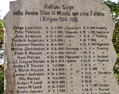 Detalje af mindesten, Ballum Kirkegård