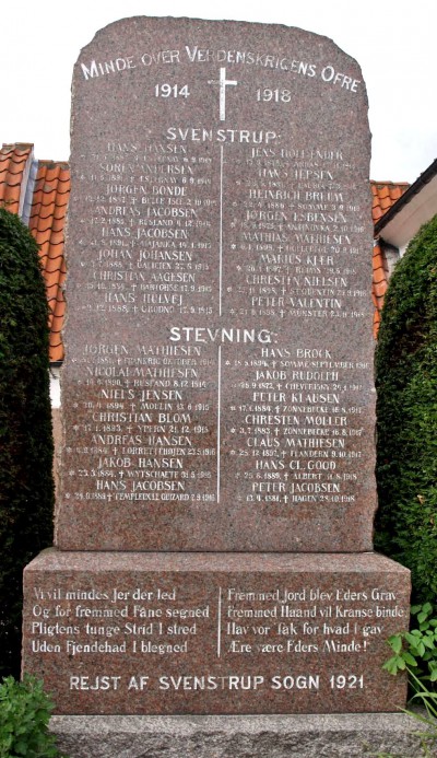 Mindesten, Svenstrup Kirkegård